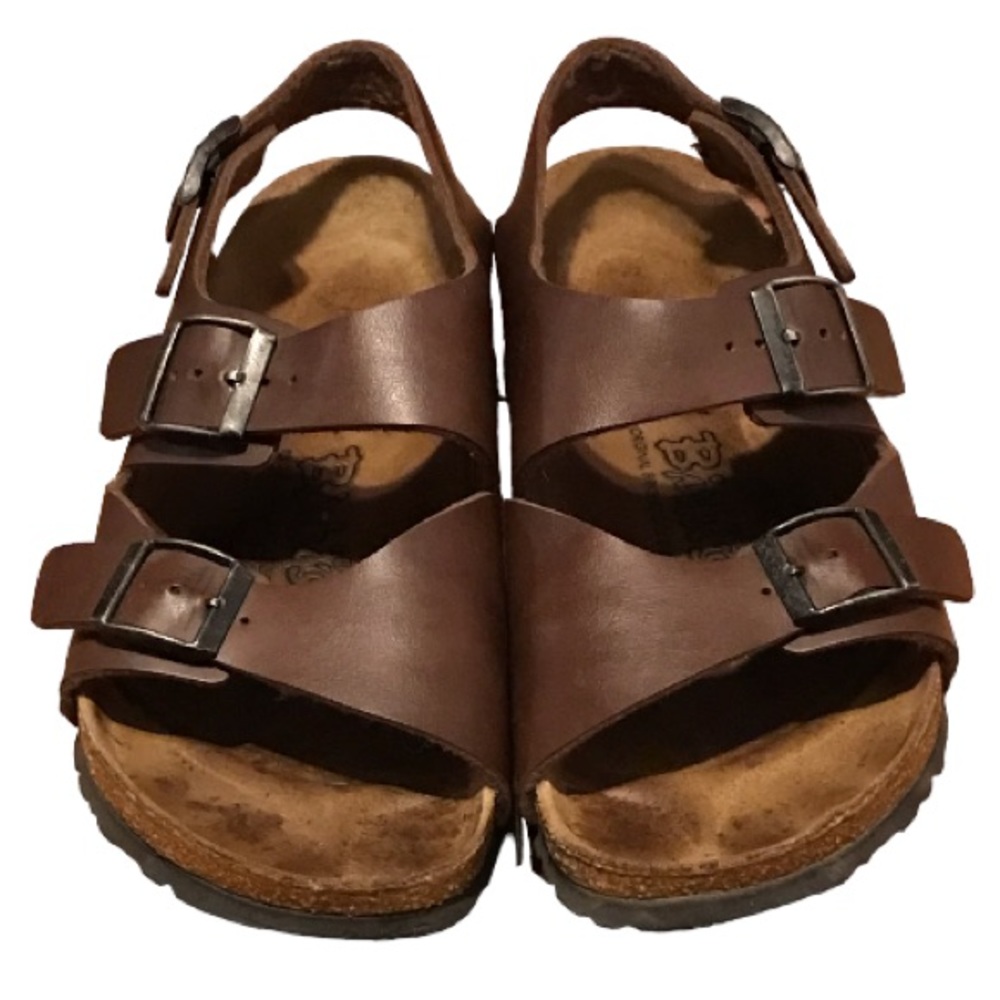 BIRKENSTOCK BIRKI’S BROWN STRAP SANDALS. SIZE 38 WOMEN’S 7- 7 1/2
